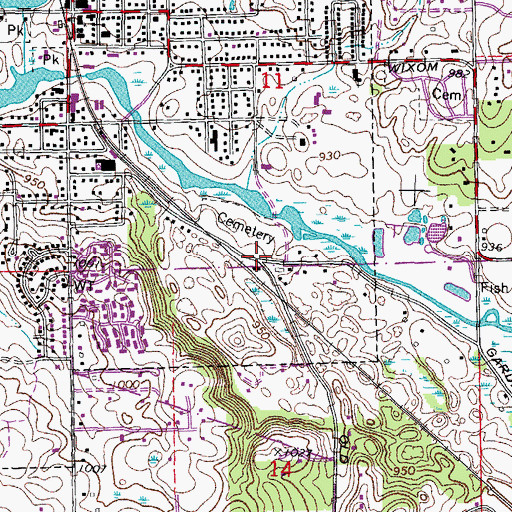 Topographic Map of Oak Grove Cemetery Historical Marker, MI
