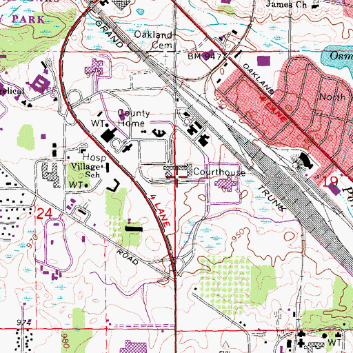 Topographic Map of Oakland County Historical Marker, MI