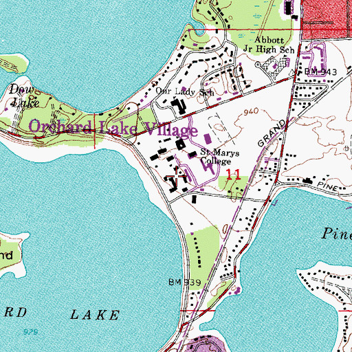 Topographic Map of Orchard Lake Schools Historical Marker, MI