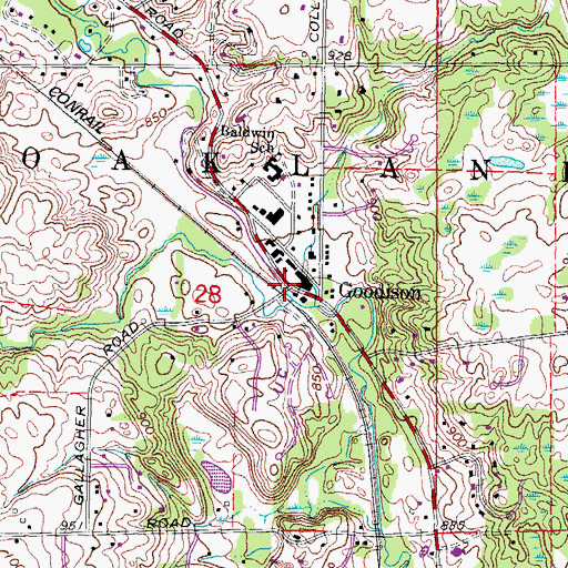 Topographic Map of Paint Creek Millrace Historical Marker, MI