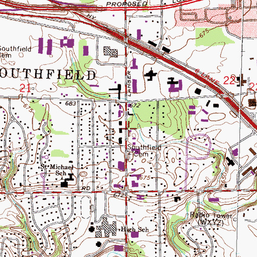 Topographic Map of Pioneer Cemetery Historical Marker, MI