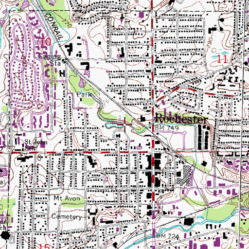 Topographic Map of Rochester Historical Marker, MI