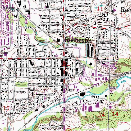Topographic Map of Rochester Opera House Historical Marker, MI