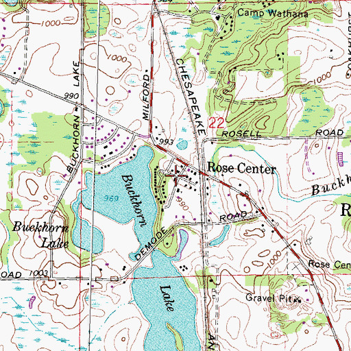 Topographic Map of Rose Township Hall Historical Marker, MI