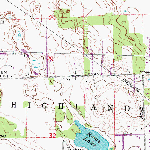 Topographic Map of Rowe House Historical Marker, MI