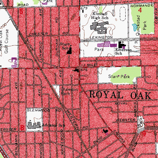 Topographic Map of Saginaw Trail Historical Marker, MI