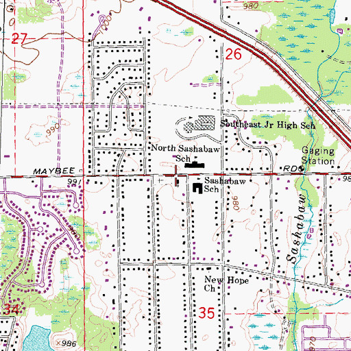 Topographic Map of Sashabaw United Presbyterian Church Historical Marker, MI