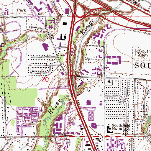 Topographic Map of Southfield Centre Historical Marker, MI