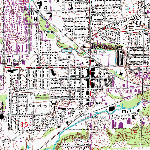 Topographic Map of Township Hall Historical Marker, MI