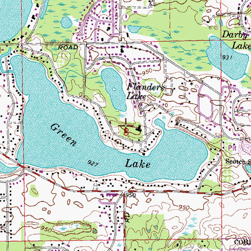 Topographic Map of Flanders Garage Historical Marker, MI