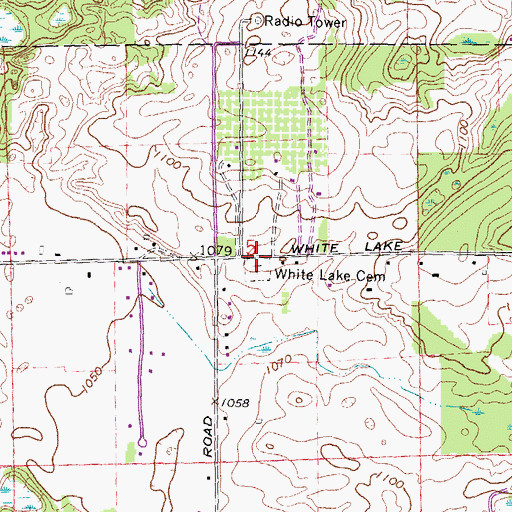 Topographic Map of White Lake Cemetery Historical Marker, MI