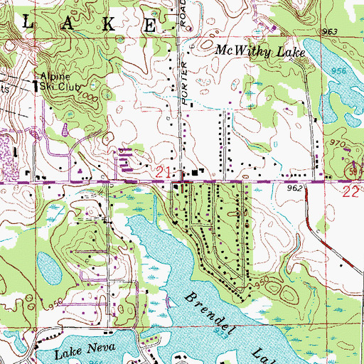 Topographic Map of White Lake Township Hall Historical Marker, MI