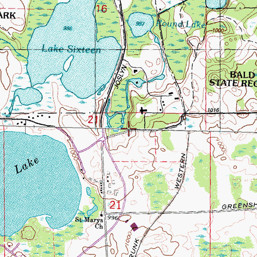 Topographic Map of William E and Anna Scripps Estate Historical Marker, MI