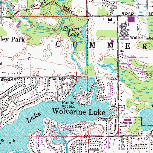 Topographic Map of Wolverine Lake Historical Marker, MI