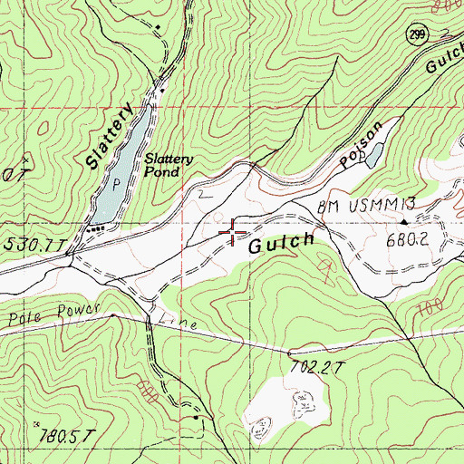 Topographic Map of Poison Gulch, CA
