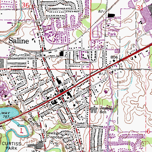 Topographic Map of Saline Police Department, MI