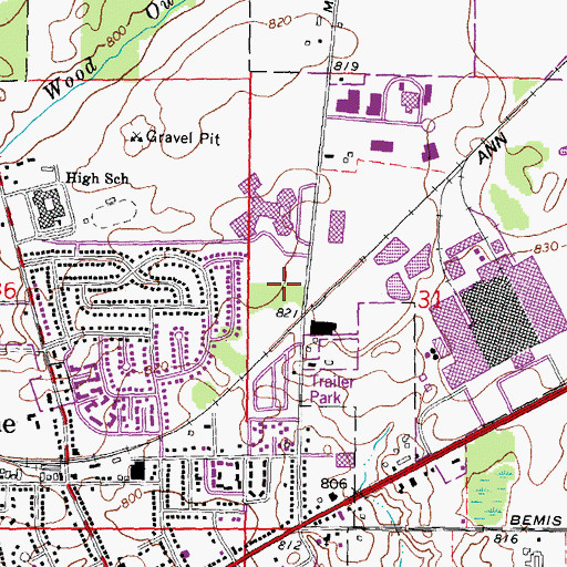 Topographic Map of Saline District Library, MI