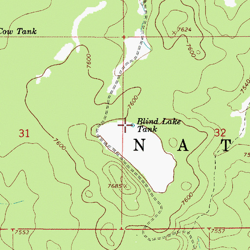 Topographic Map of Blind Lake Tank, AZ