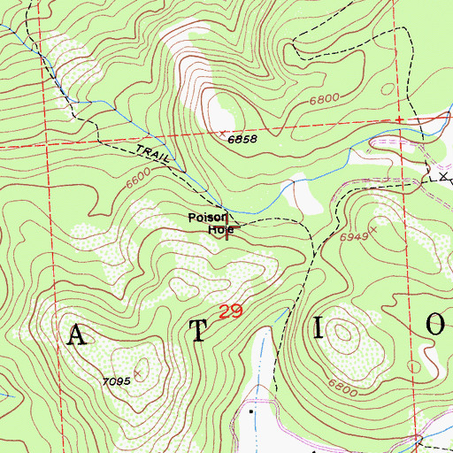 Topographic Map of Poison Hole, CA