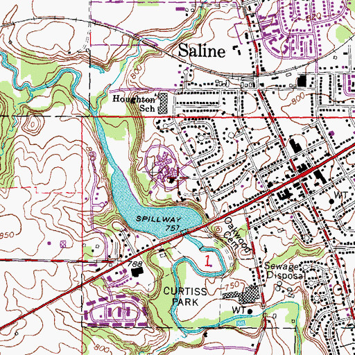 Topographic Map of Saint Joseph Mercy Saline Hospital, MI