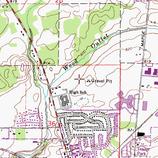 Topographic Map of Woodland Meadows Elementary School, MI