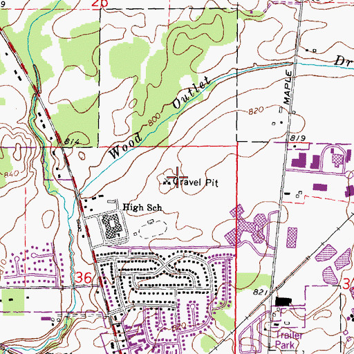Topographic Map of Heritage School, MI