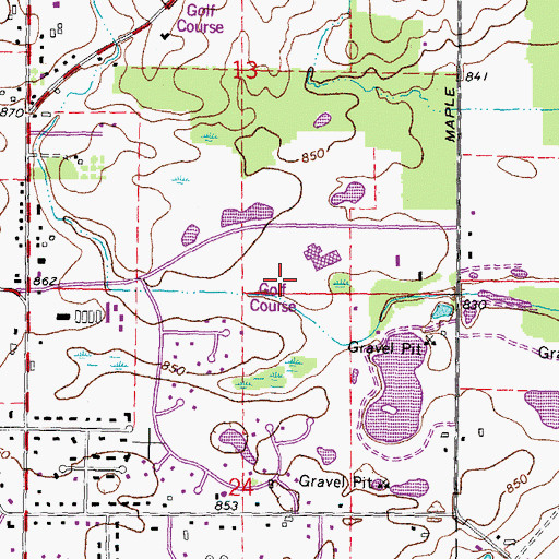 Topographic Map of Travis Pointe Country Club, MI