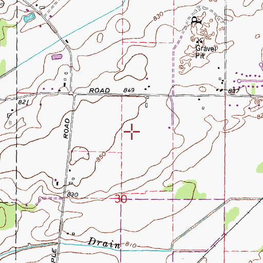 Topographic Map of Tefft Park, MI