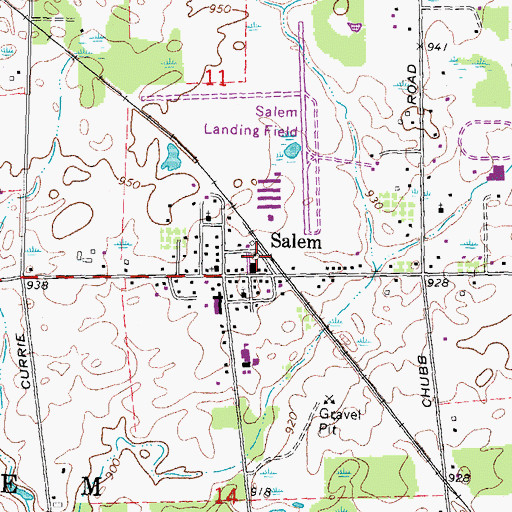 Topographic Map of Salem Station (historical), MI