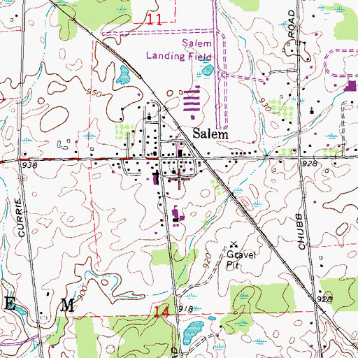 Topographic Map of Salem Post Office (historical), MI