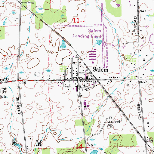 Topographic Map of Salem Bible Church, MI