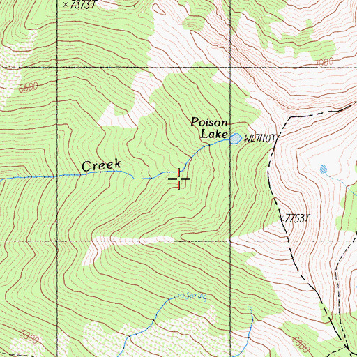 Topographic Map of Poison Lake, CA