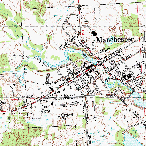 Topographic Map of Saint Mary's Church of Manchester, MI