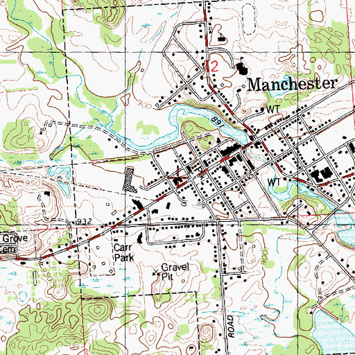 Topographic Map of Emanuel United Church of Christ, MI