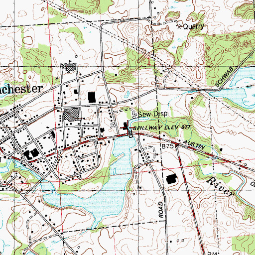 Topographic Map of Manchester District Library, MI