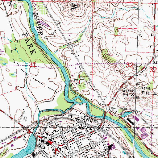 Topographic Map of Dexter United Methodist Church, MI