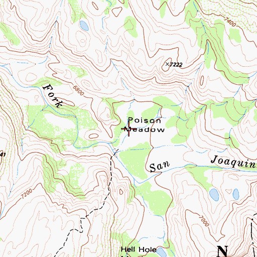 Topographic Map of Poison Meadow, CA