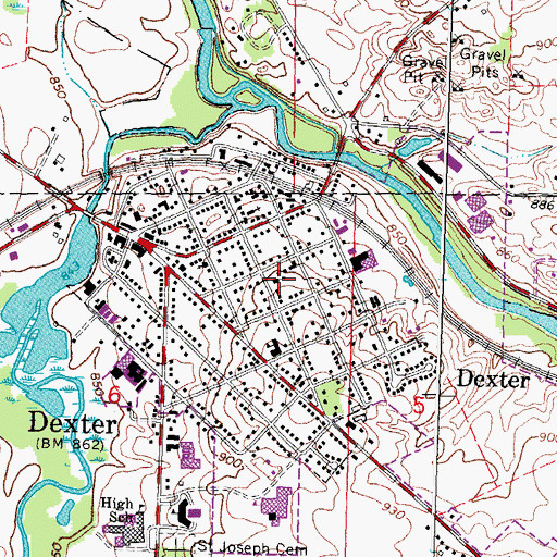 Topographic Map of Saint Joseph Catholic Church, MI
