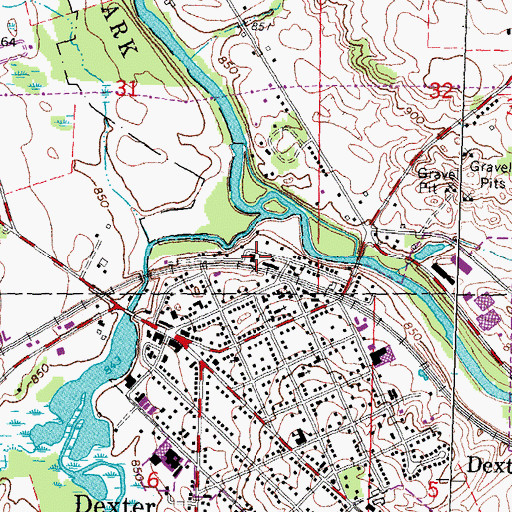 Topographic Map of Dexter Station, MI