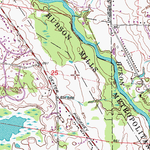 Topographic Map of Hudson Mills Metropark Golf Course, MI