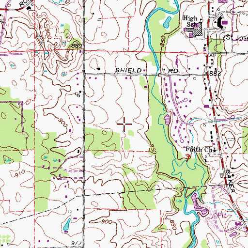 Topographic Map of Dexter High School, MI