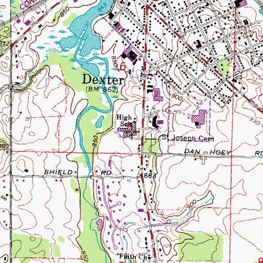 Topographic Map of Creekside Intermediate School, MI