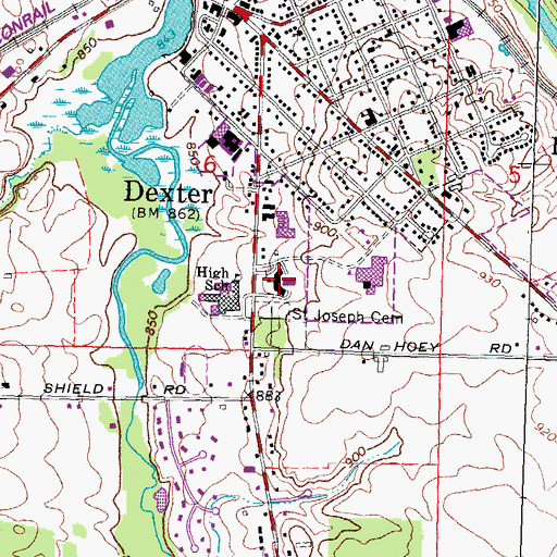 Topographic Map of Bates Elementary School, MI