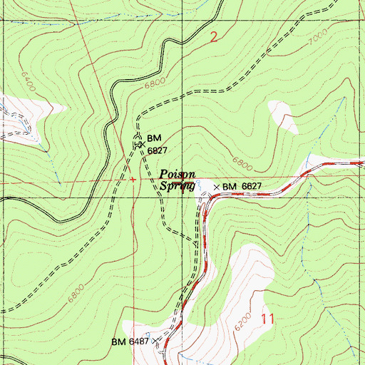 Topographic Map of Poison Spring, CA