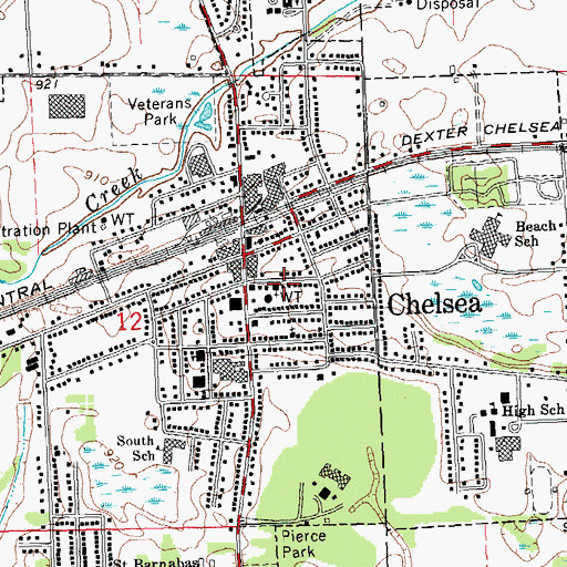 Topographic Map of First United Methodist Church, MI