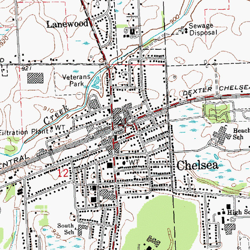 Topographic Map of Chelsea Station, MI