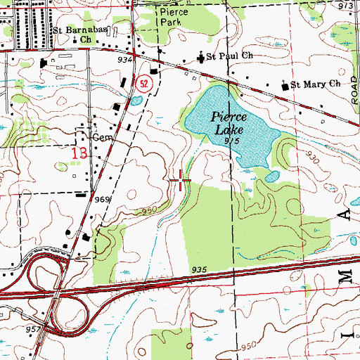 Topographic Map of Pierce Lake Golf Course, MI