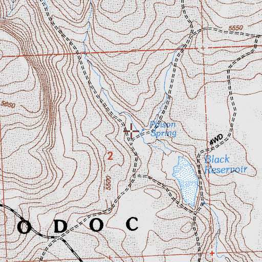 Topographic Map of Poison Spring, CA
