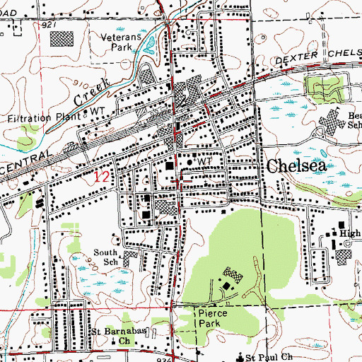Topographic Map of Chelsea Police Dept, MI