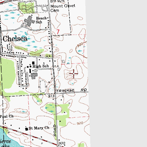Topographic Map of Chelsea High School, MI